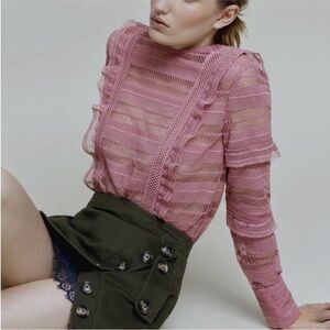 Self-Portrait Ruffle Stripe And Grid Guipure Lace
Visit Top In Pink Sz 2